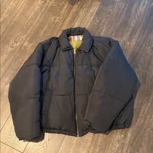 Urban Outfitters Men's Oversized Puffer Jacket - Black / Green Lining - Size XL